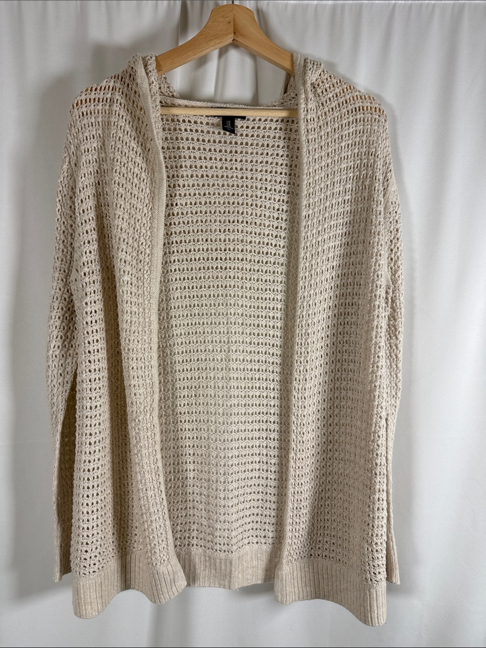 GAP Factory Open-Weave Hooded Cardigan - Cream